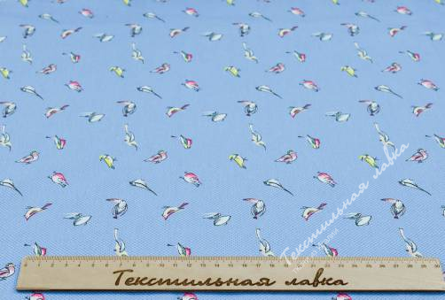 Хлопок- пике плательная ткань BIRD #Blue 4