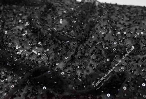 Паетки на шифоне YN-J-18138R #1 Black 2