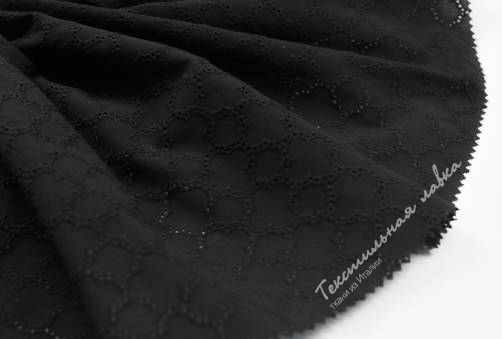 Плательно-блузочная ткань с вышивкой JTC-6092 #black 3