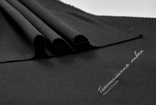 Трикотаж- джерси шерстяной плательный Punto Milano Black 3
