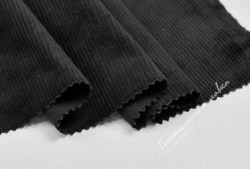Вельвет хлопковый в мелкий рубчик  JTC-5931#Black 3