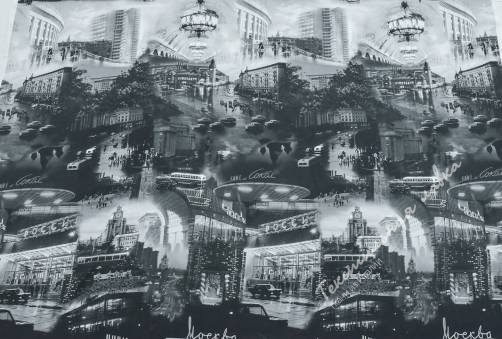 Вискоза плательная LUCIO#BLACK CITY(купон)